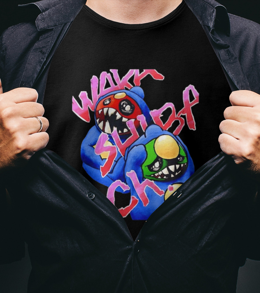 Wakk Slurp Ch Red And Green Creepy Monsters Graffiti T-Shirt