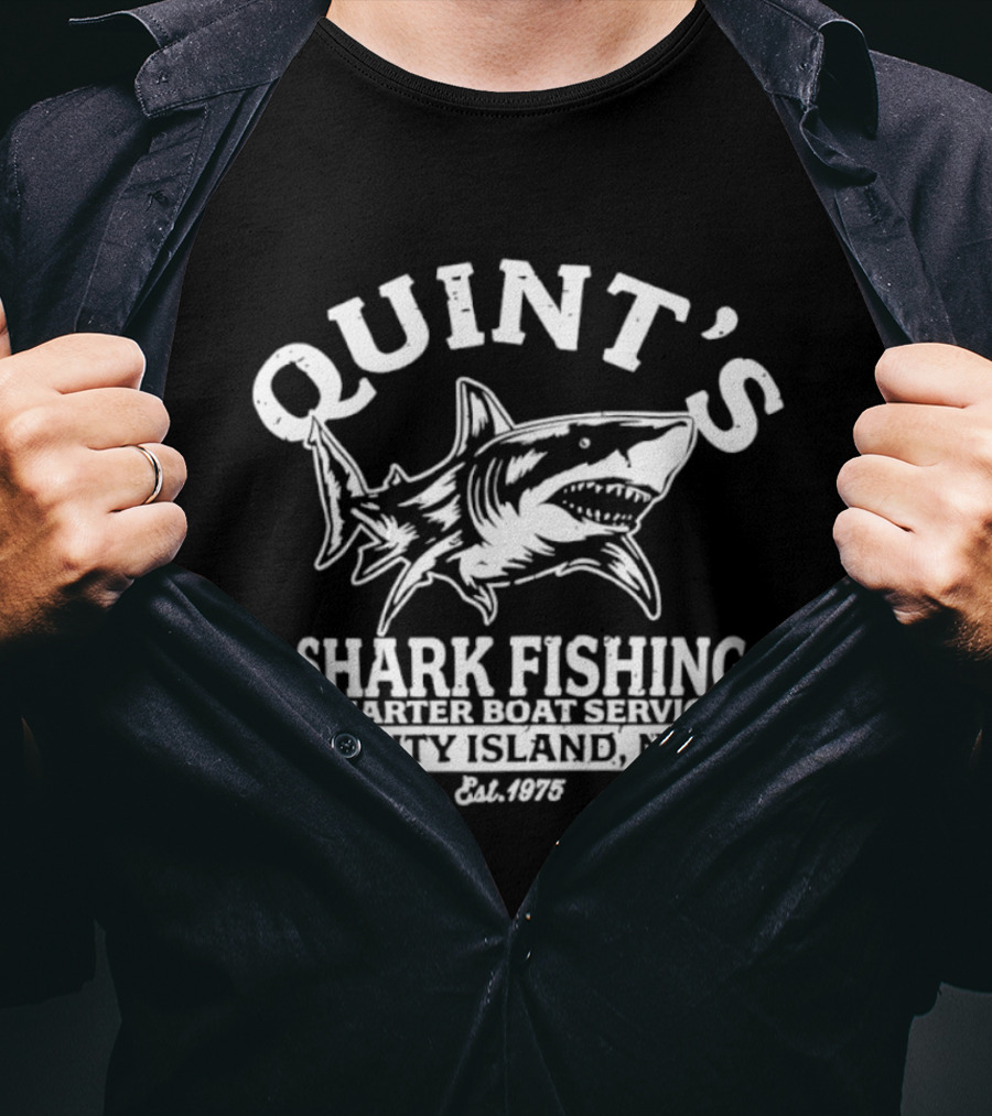 Quint's Shark Fishing Charter Boat Service Amity Island N.E. Est. 1975 T-Shirt