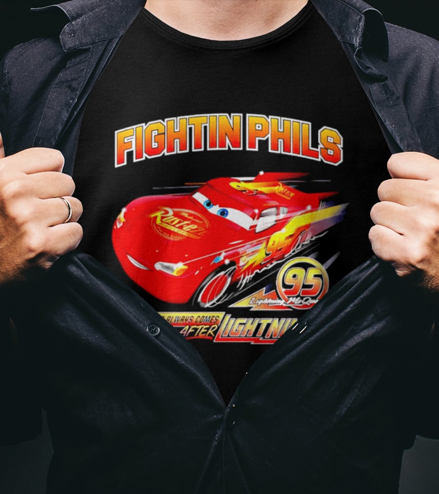Fightin Phils OT Sports Cars Lightning McQueen Toddler 95 Rust Eze T-Shirt