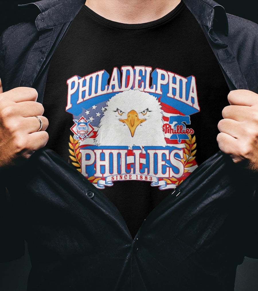 Philadelphia Phillies Eagle Americana Since 1883 National League Flag T-Shirt