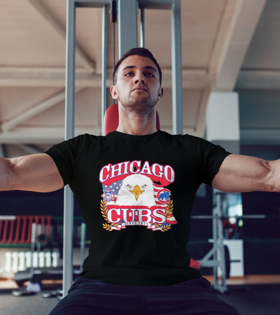 Chicago Cubs Americana Eagle Since 1876 National League Baseball Stars And Stripes 250th Celebration T-Shirt