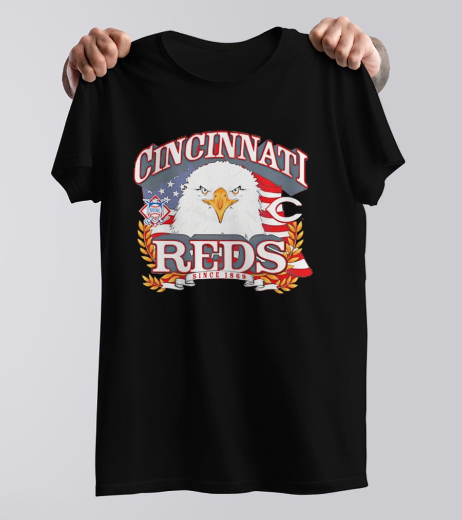 Cincinnati Reds National League Eagle American Flag Since 1869 T-Shirt