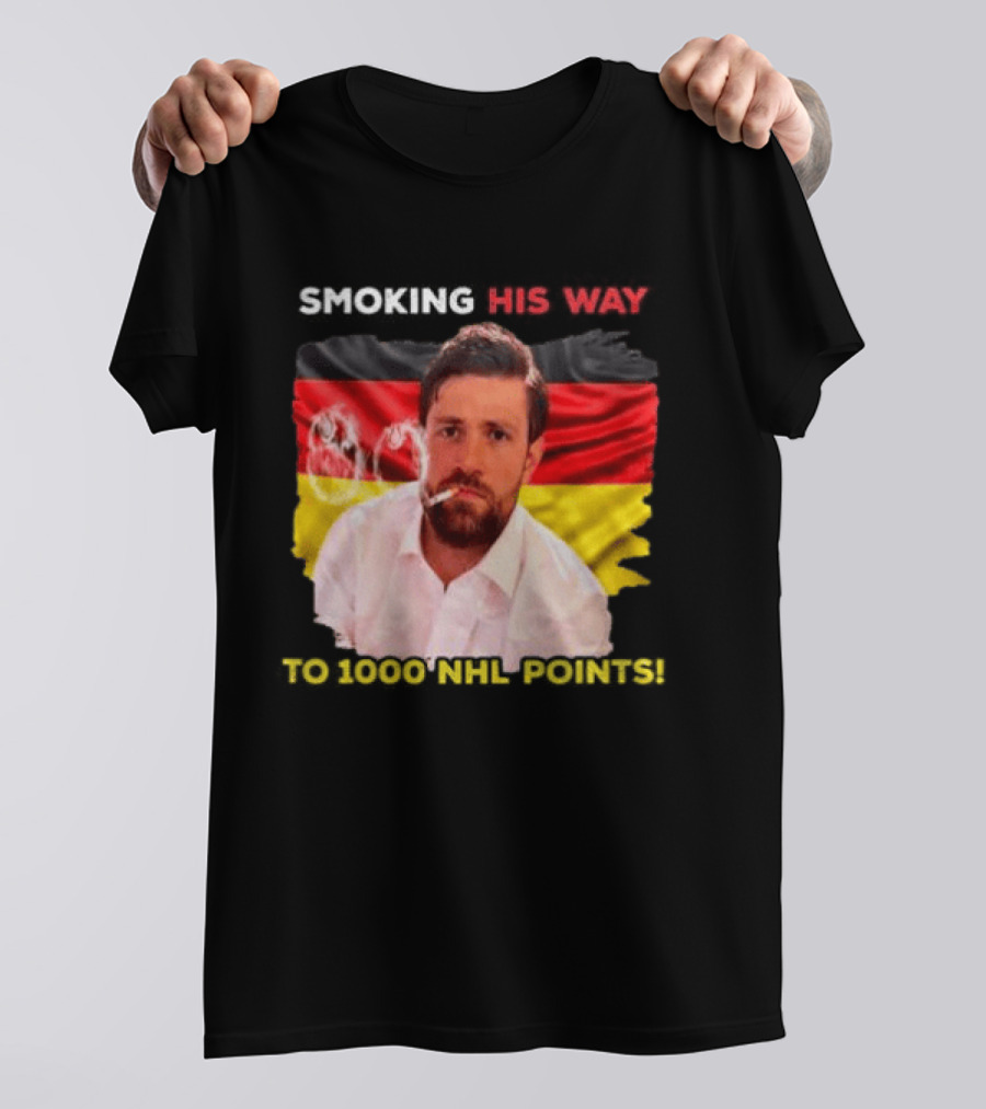 Smoking His Way To 1000 NHL Points Leon Draisaitl Edmonton Oilers T-Shirt