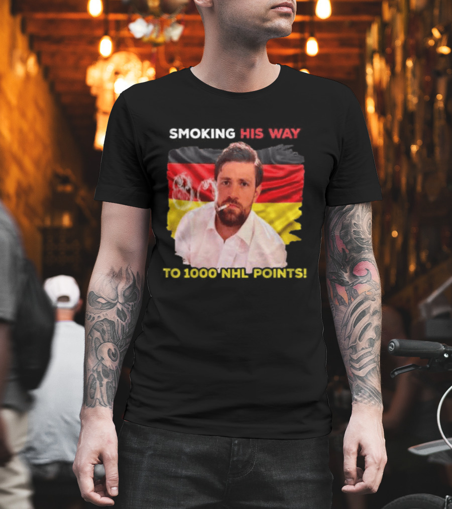Smoking His Way To 1000 NHL Points Leon Draisaitl Edmonton Oilers T-Shirt