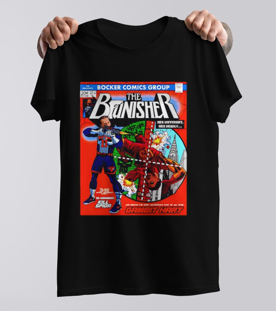 Bocker Comics Group The Brunisher He's Different He's Deadly Kill Spida Gambit Hart T-Shirt