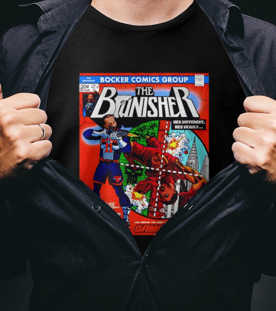 Bocker Comics Group The Brunisher He's Different He's Deadly Kill Spida Gambit Hart T-Shirt