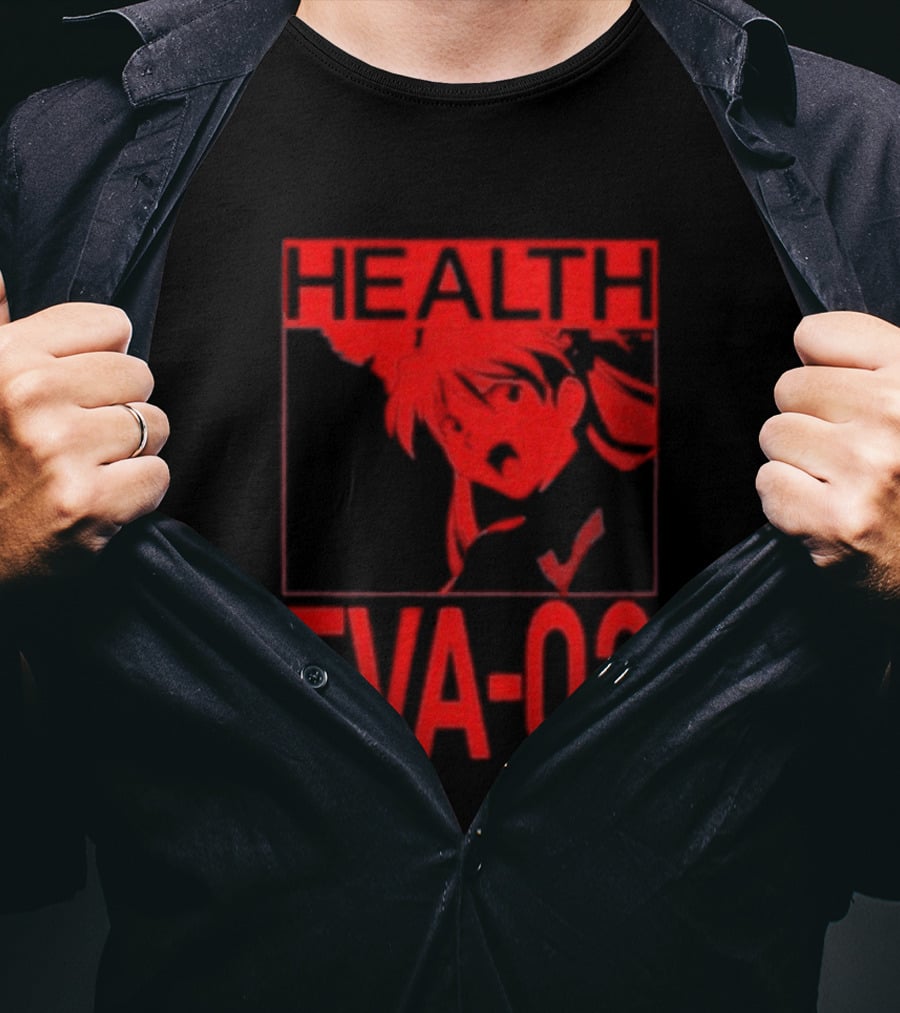 Health Eva 02 Anime Character Red Sketch T-Shirt