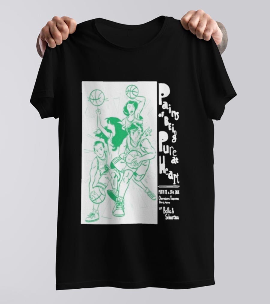Pains Of Being Pure At Heart Boston May 19 Paradise Touring Company With Helki Silkscreen Basketball T-Shirt