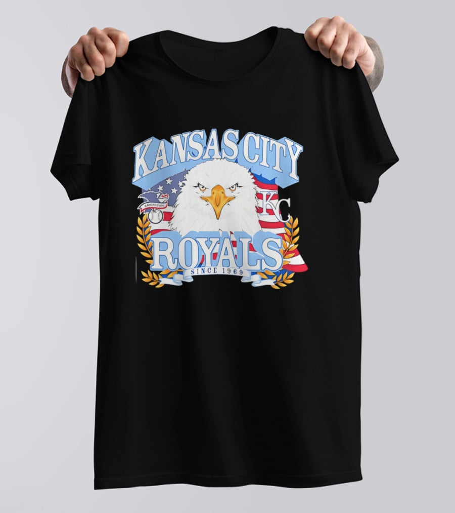 Kansas City Royals Eagle With American Flag Patriotic KC T-Shirt