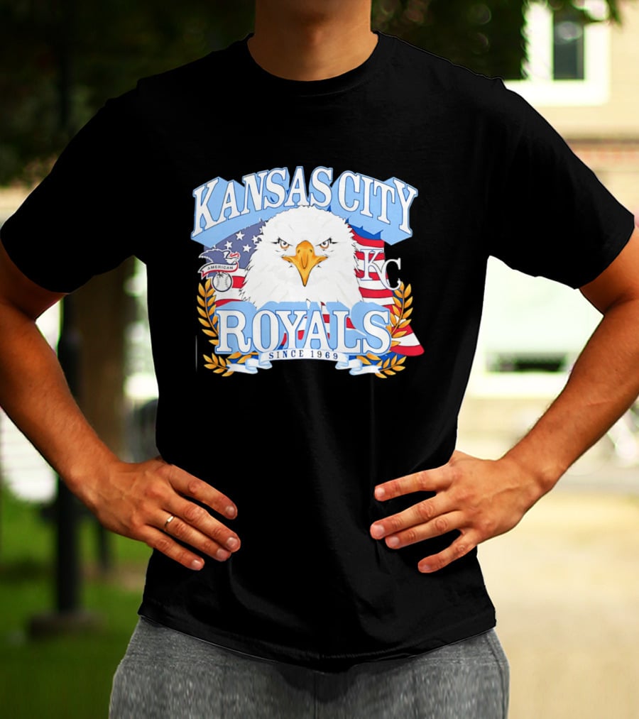 Kansas City Royals Eagle With American Flag Patriotic KC T-Shirt