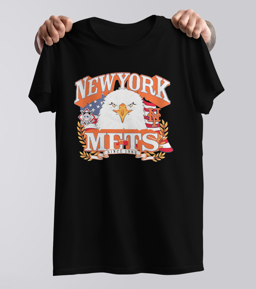 New York Mets Americana Eagle Celebrating National League And Stars Stripes T-Shirt