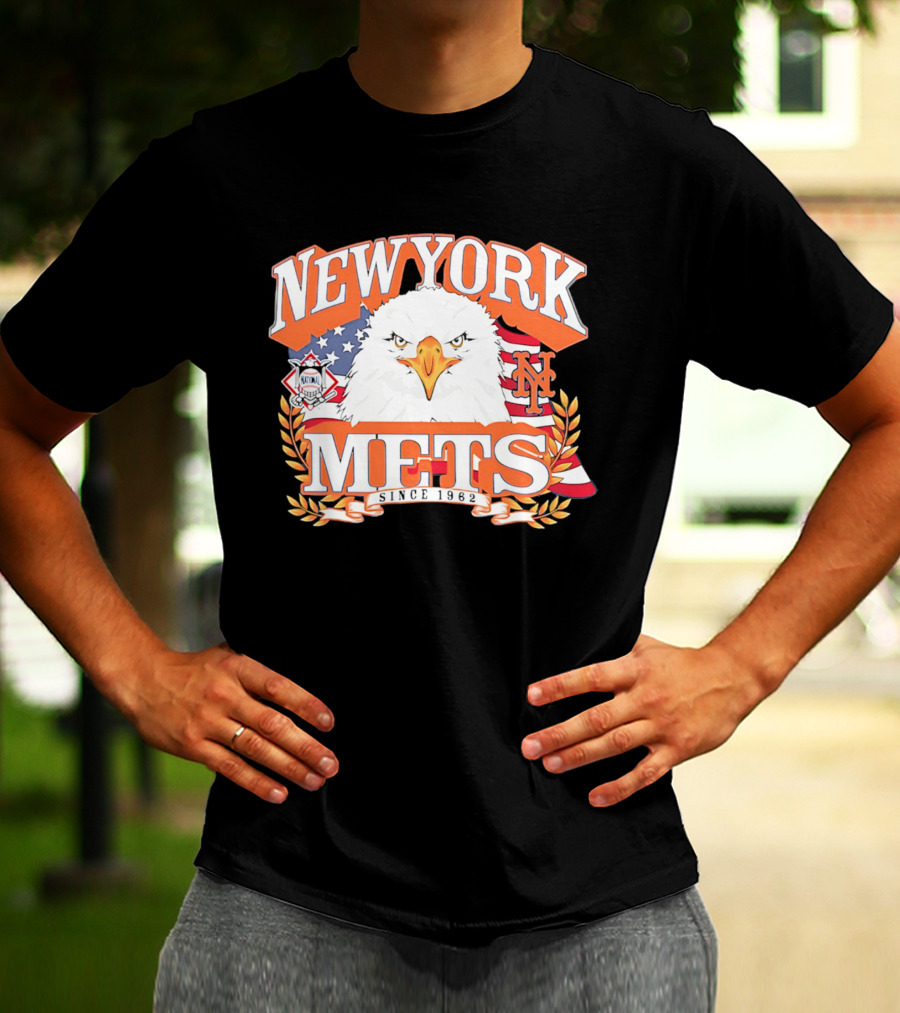 New York Mets Americana Eagle Celebrating National League And Stars Stripes T-Shirt