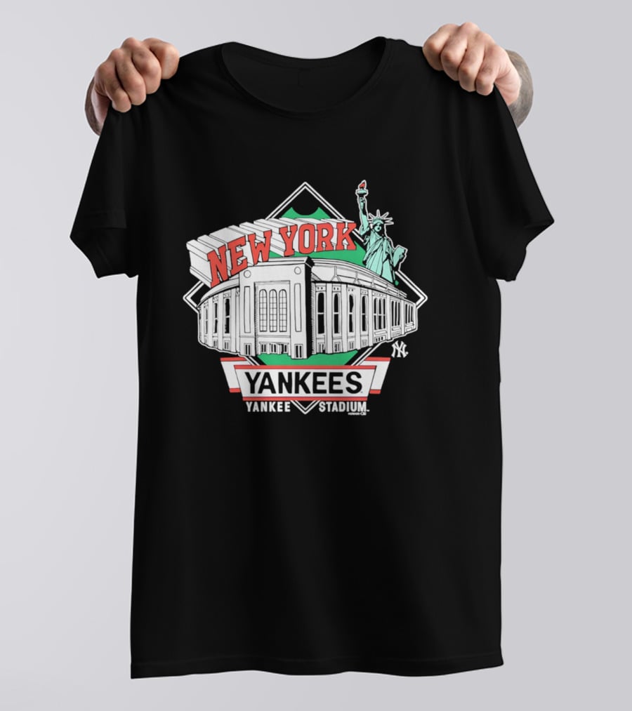 New York Yankees Yankee Stadium Facade Statue Of Liberty T-Shirt