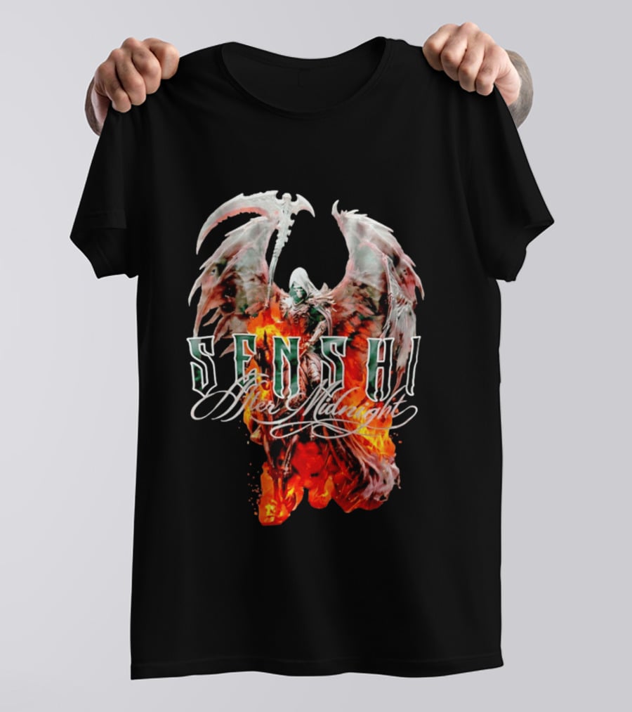 Senshi After Midnight Flaming Grim Reaper Wings T-Shirt