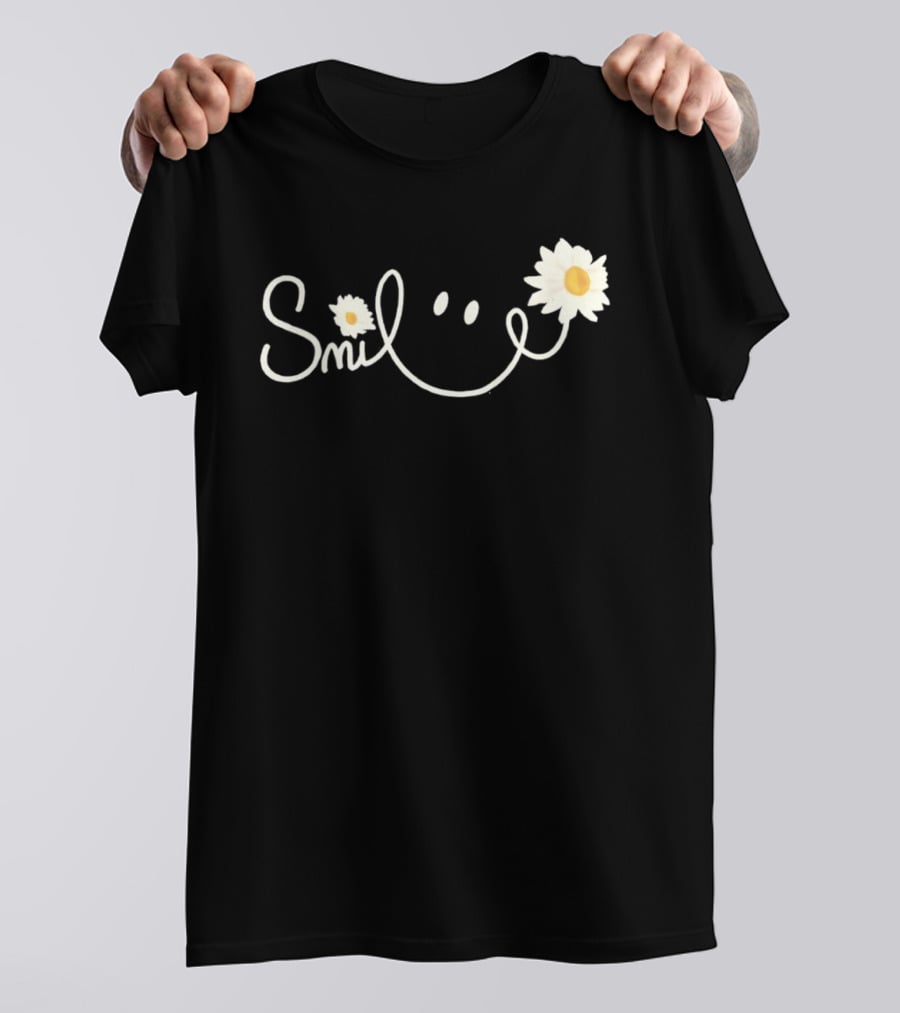 Smile Daisy Flower Icon With Happy Face T-Shirt