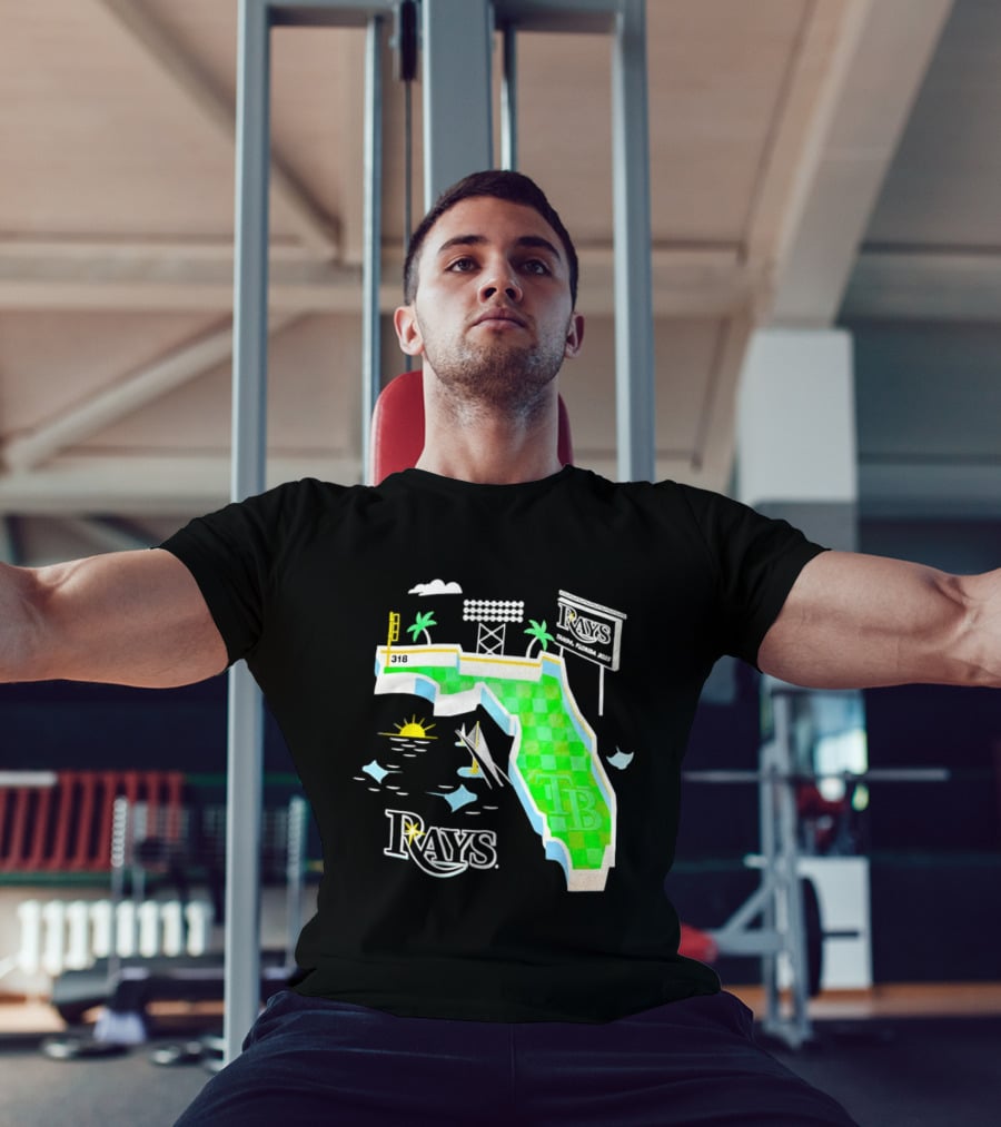 Tampa Bay Rays Florida Map TB Stadium Palms And Sunshine T-Shirt