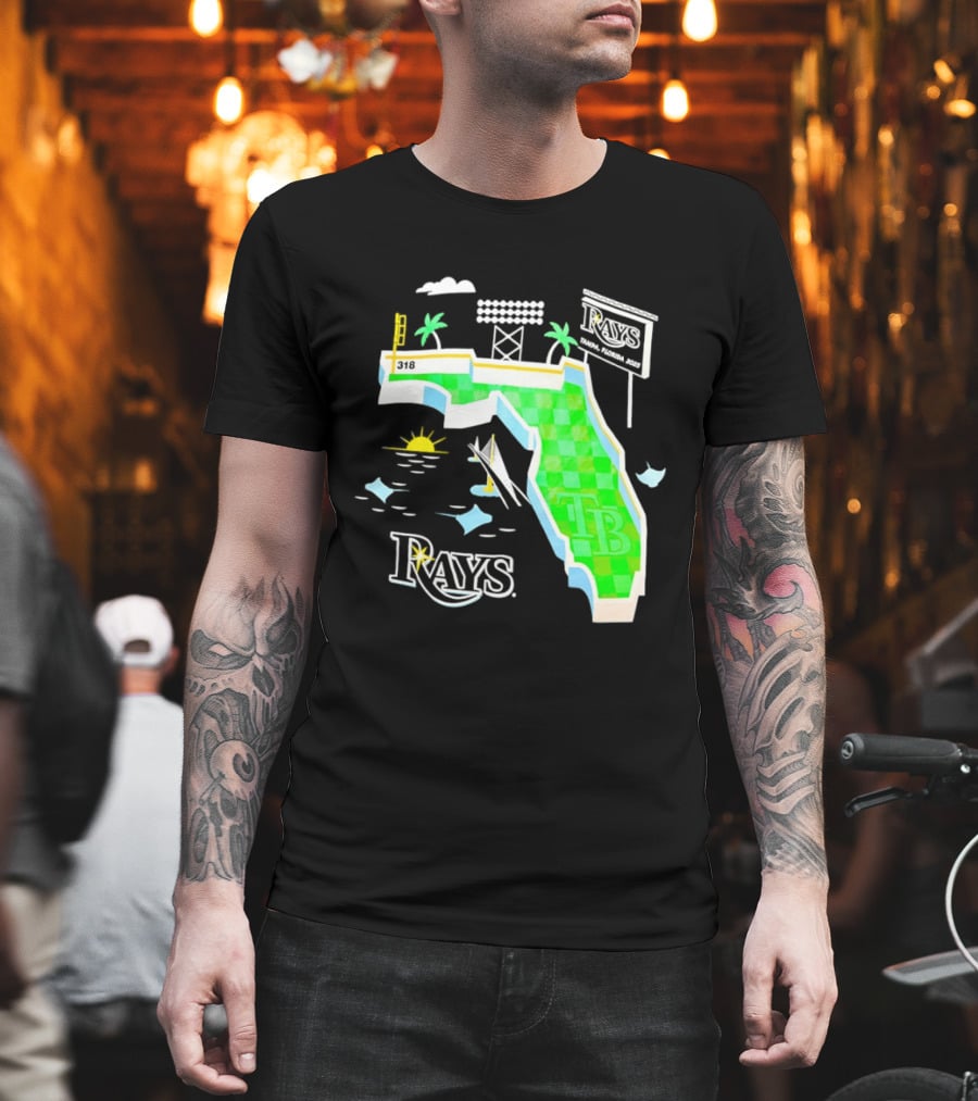 Tampa Bay Rays Florida Map TB Stadium Palms And Sunshine T-Shirt