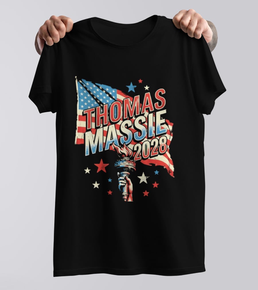Thomas Massie 2028 American Flag Liberty Torch Stars T-Shirt