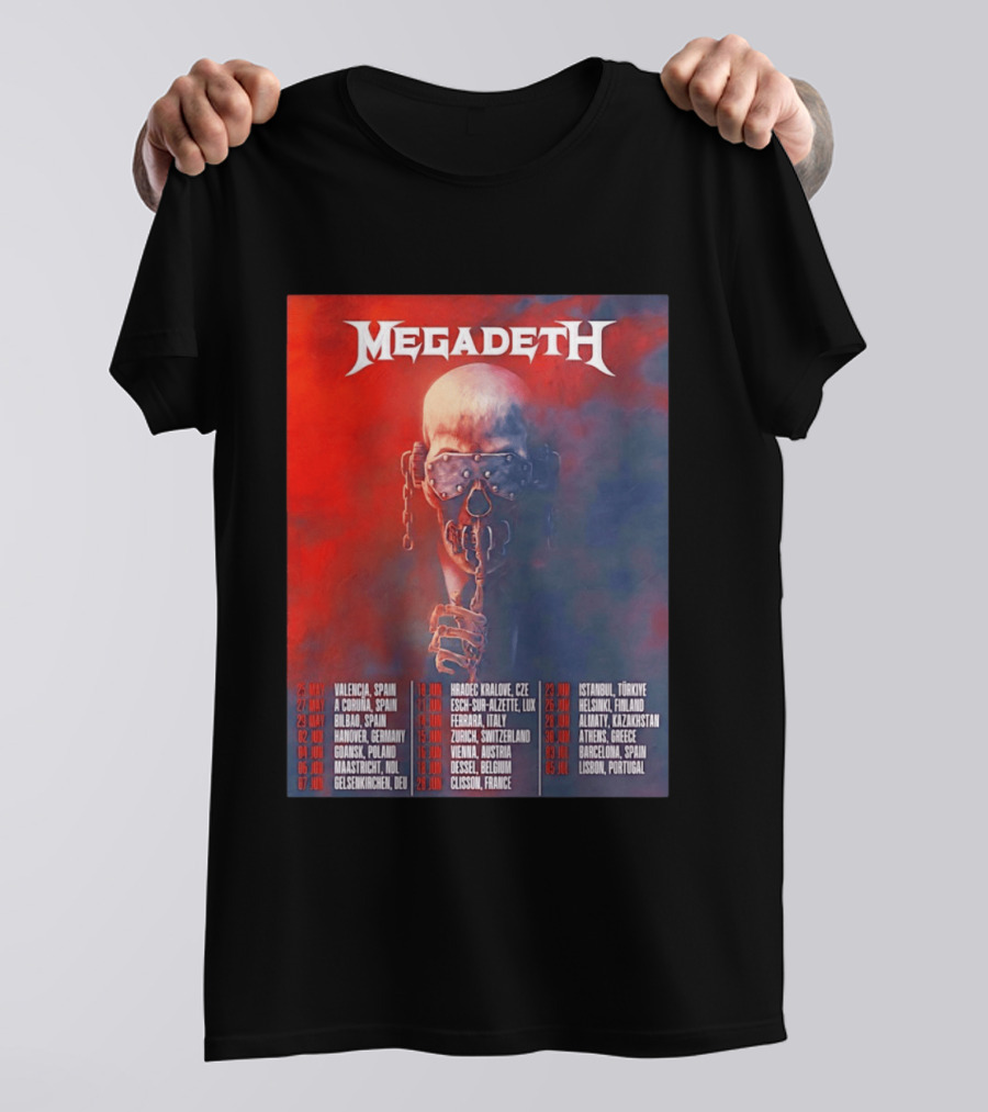 Megadeth 2026 Farewell Tour Europe Dates And Venues T-Shirt