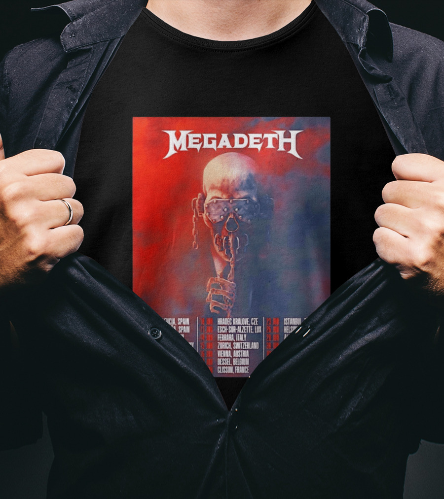 Megadeth 2026 Farewell Tour Europe Dates And Venues T-Shirt
