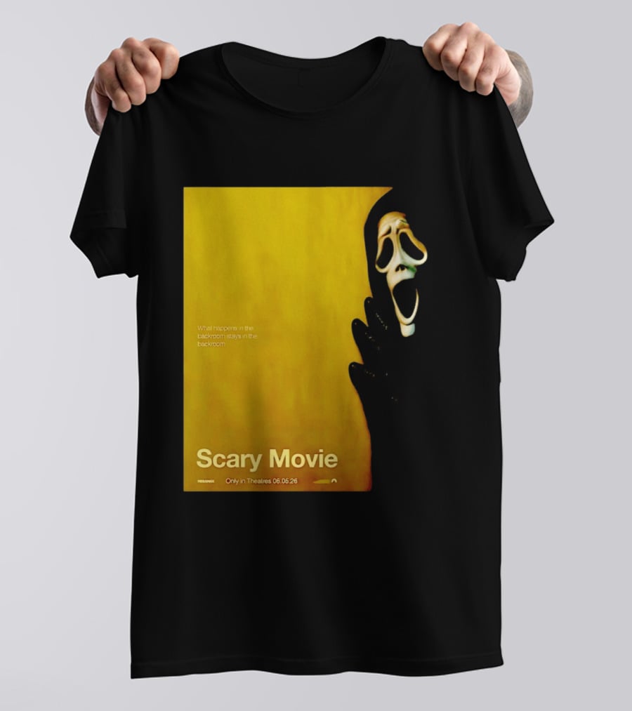 What Happens In The Backroom Stays In The Backroom Scary Movie 6 Backrooms Only In Theatres 06.05.26 T-Shirt