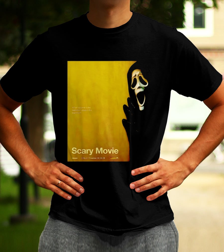 What Happens In The Backroom Stays In The Backroom Scary Movie 6 Backrooms Only In Theatres 06.05.26 T-Shirt