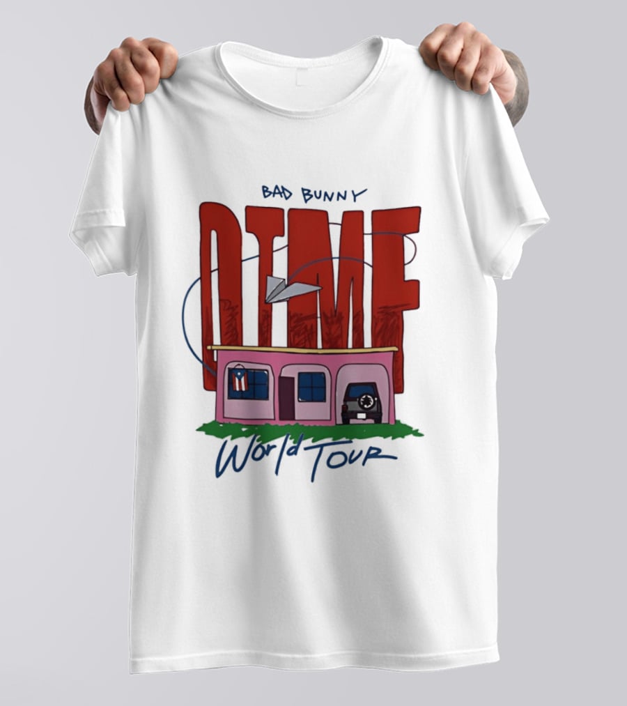Bad Bunny Dtmf World Tour 2026 Paper Airplane Pink House Jeep T-Shirt