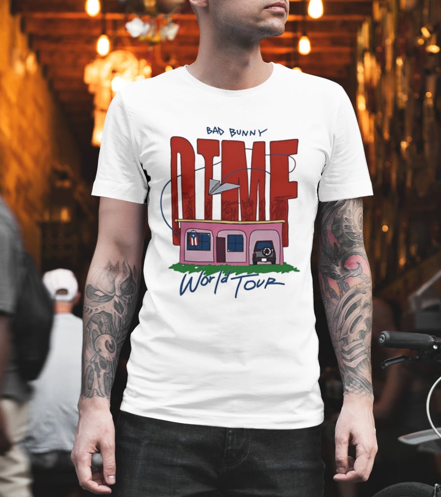 Bad Bunny Dtmf World Tour 2026 Paper Airplane Pink House Jeep T-Shirt