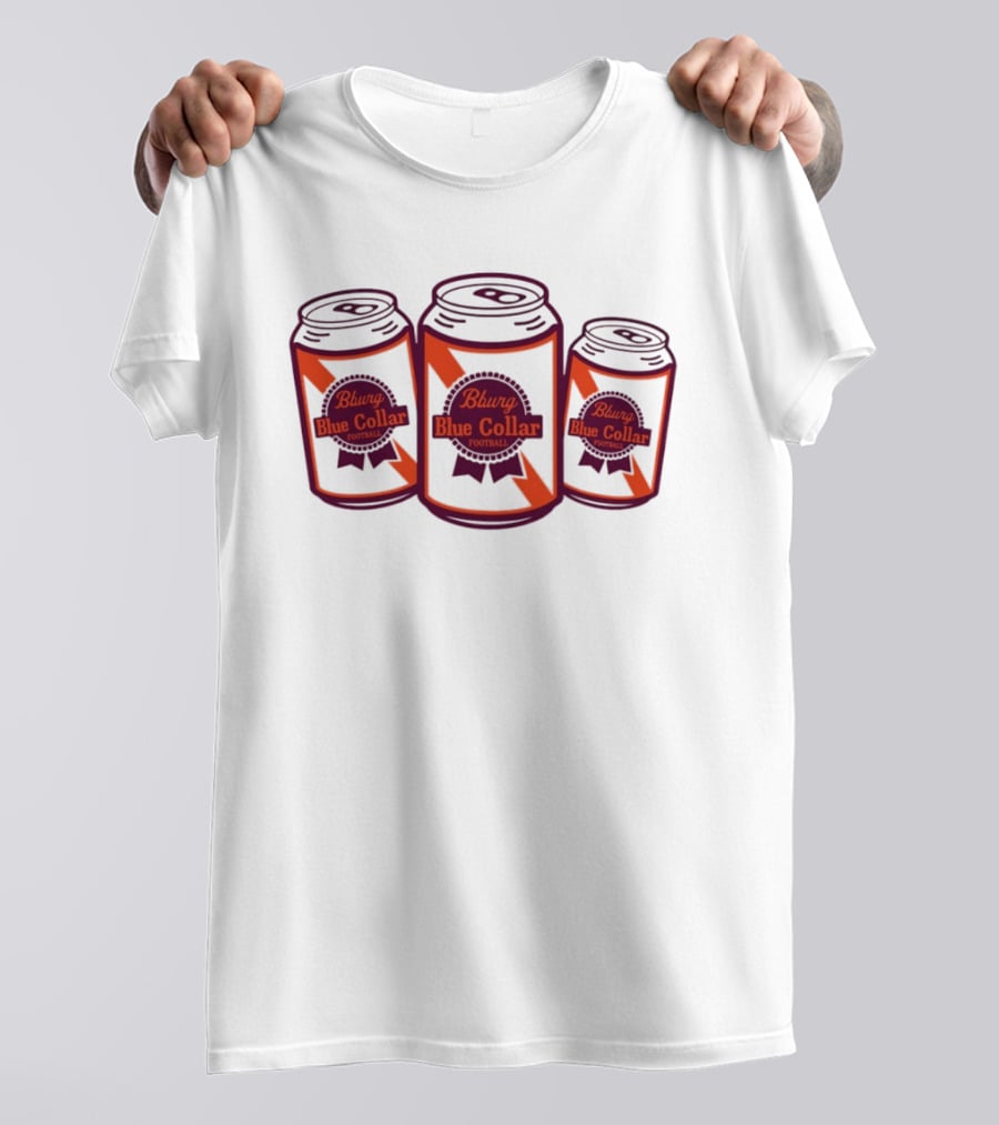 Blacksburg Virginia Tech University Hokies Bburg Blue Collar Football ACC Cans T-Shirt