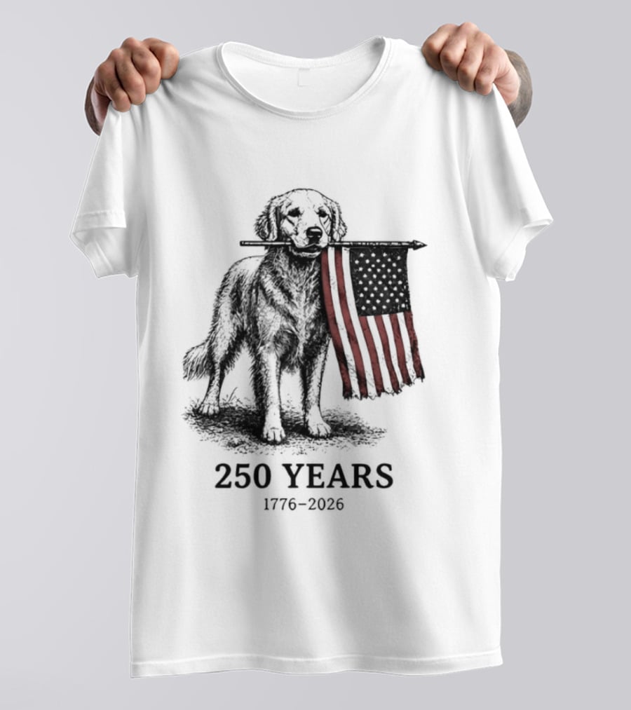 Golden Retriever American Flag 250 Years 1776 2026 T-Shirt
