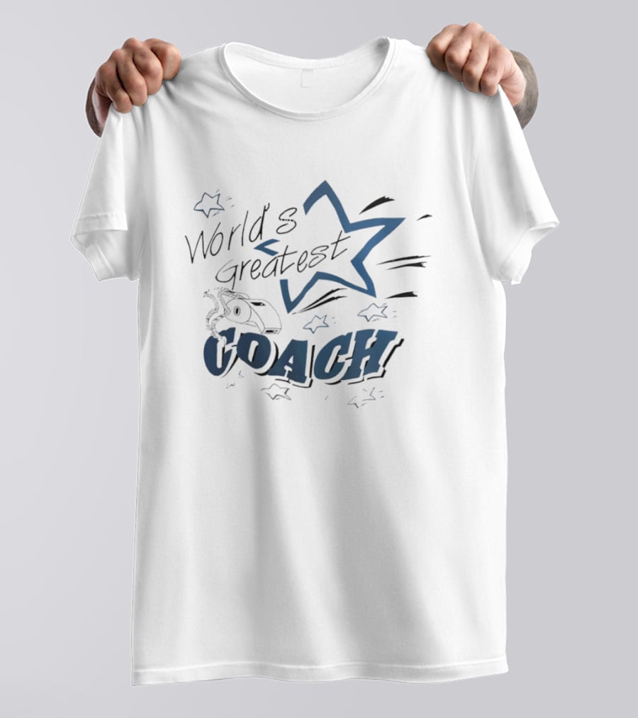 World's Greatest Coach Whistle Star Accents T-Shirt