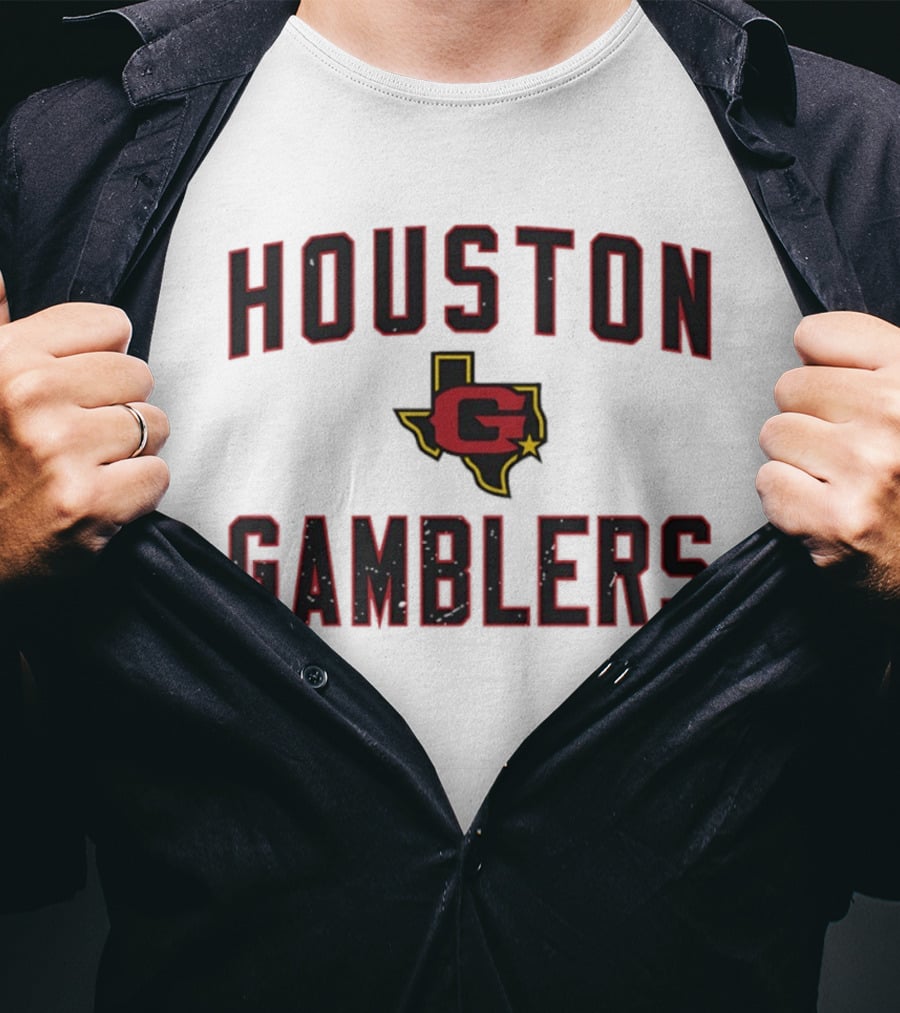 Houston Gamblers Jim Kelly Ricky Sanders USFL Texas Astrodome Team Gear T-Shirt