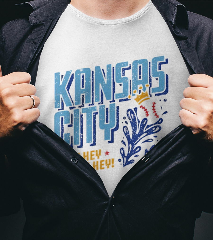 Kansas City Royals Hey Hey Hey Major League Baseball Kauffman Stadium T-Shirt