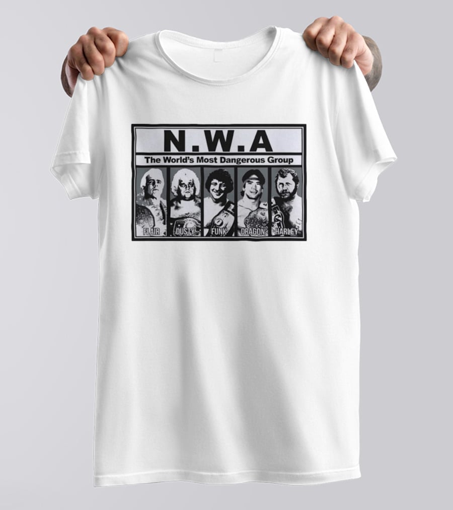 NWA The World's Most Dangerous Group Flair Dusty Funk Dragon Harley T-Shirt