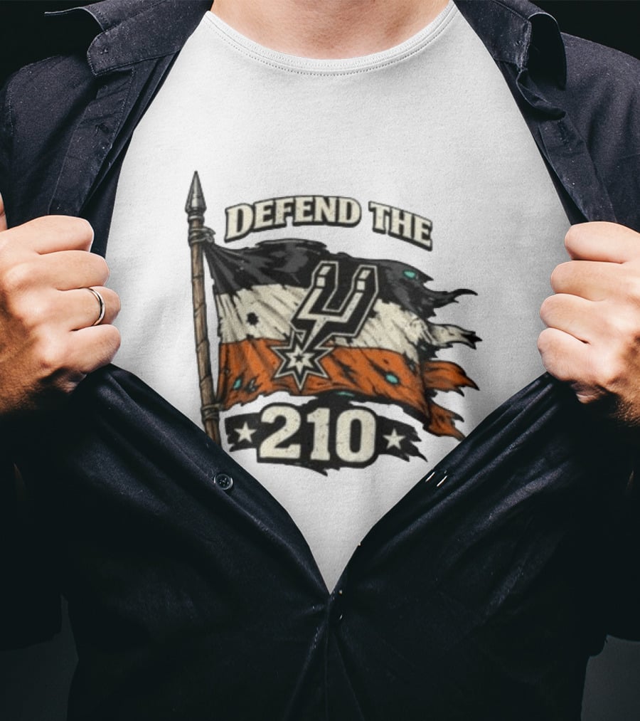 Defend The 210 Spurs Basketball Flag Banner T-Shirt