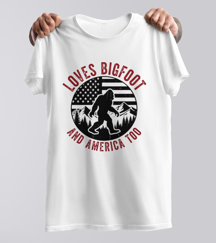 Sasquatch Cryptozoology America Loves Bigfoot And United States Too T-Shirt