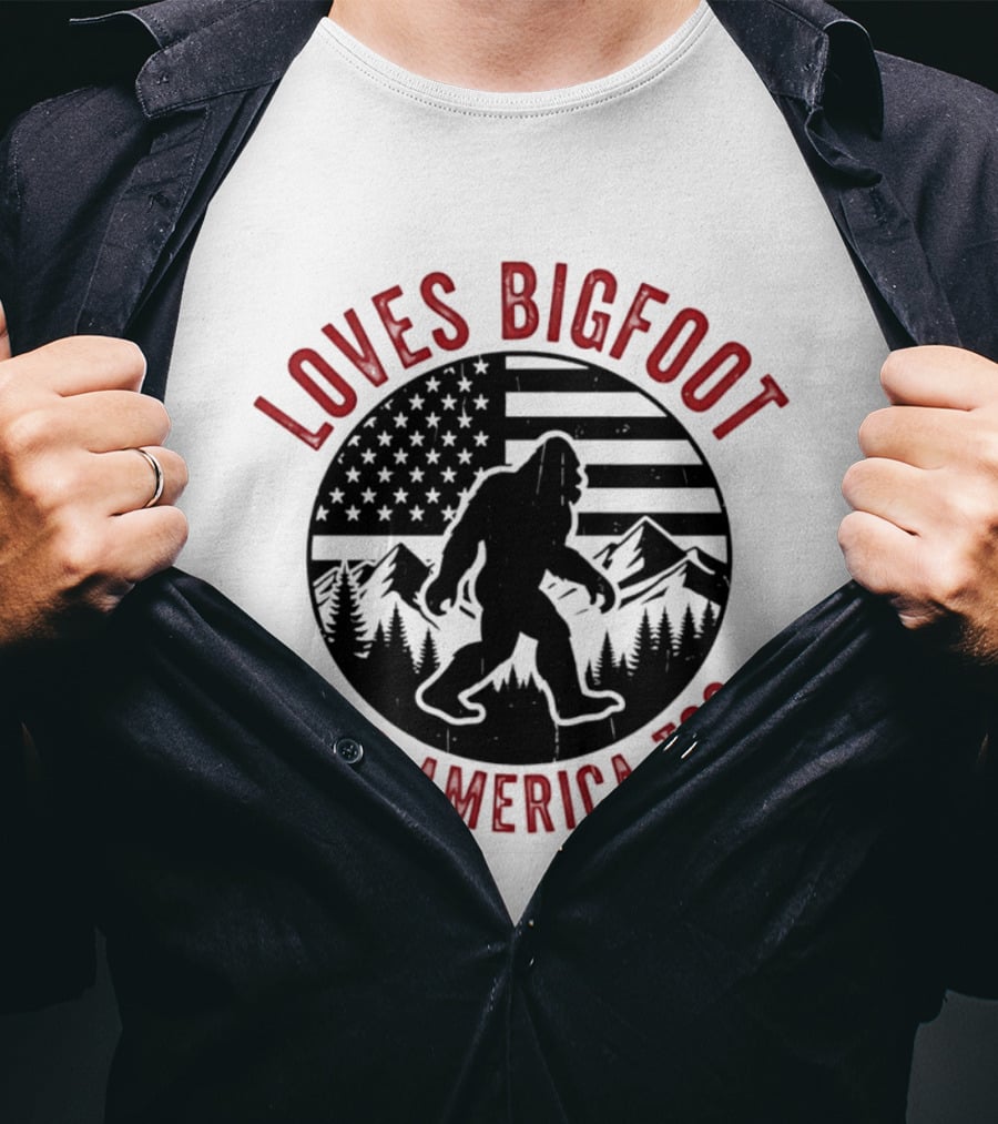 Sasquatch Cryptozoology America Loves Bigfoot And United States Too T-Shirt
