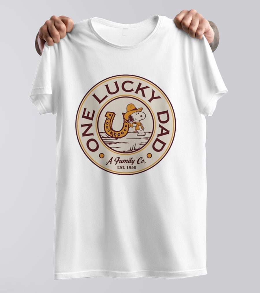 Snoopy One Lucky Dad A Family Co Est 1950 T-Shirt