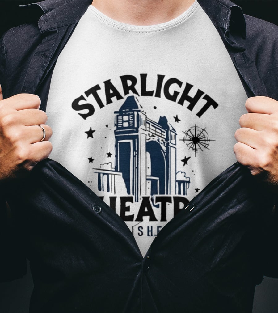 Starlight Theatre Established 1950 Vintage Architectural Landmark With Stars And Tower Scene T-Shirt