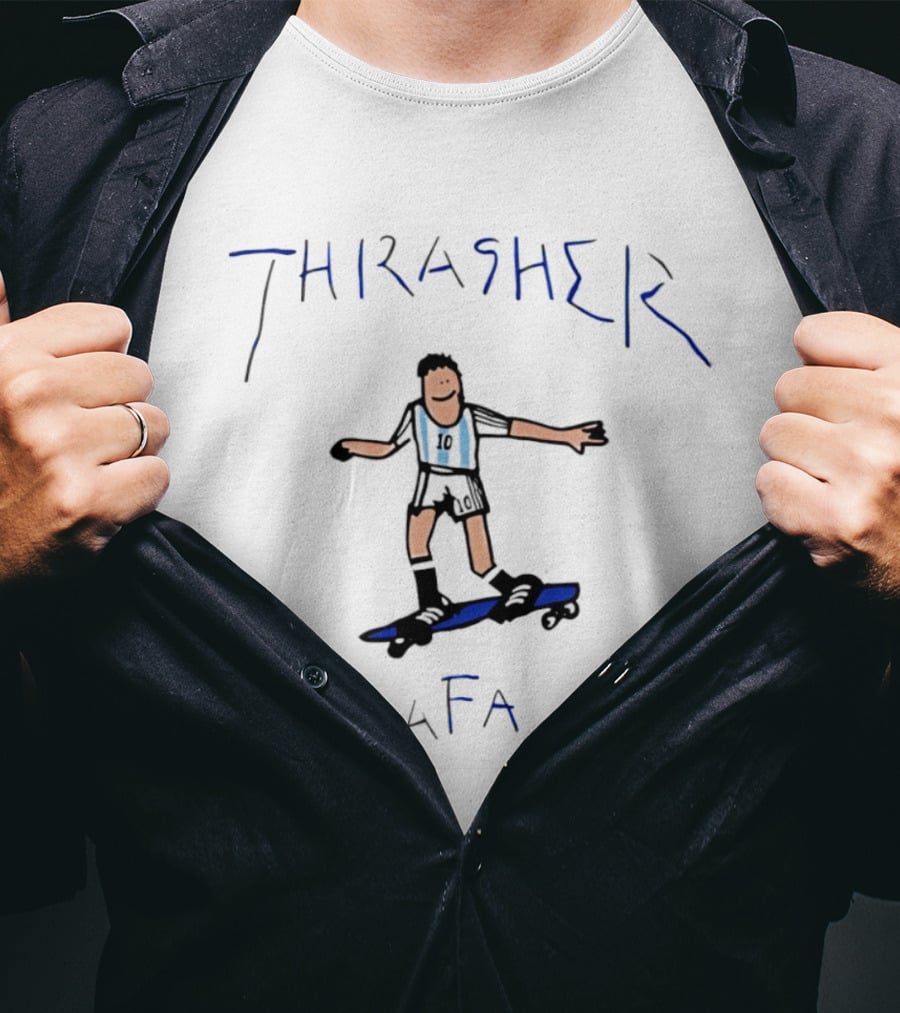 THRASHER AFA Soccer Player On Skateboard T-Shirt