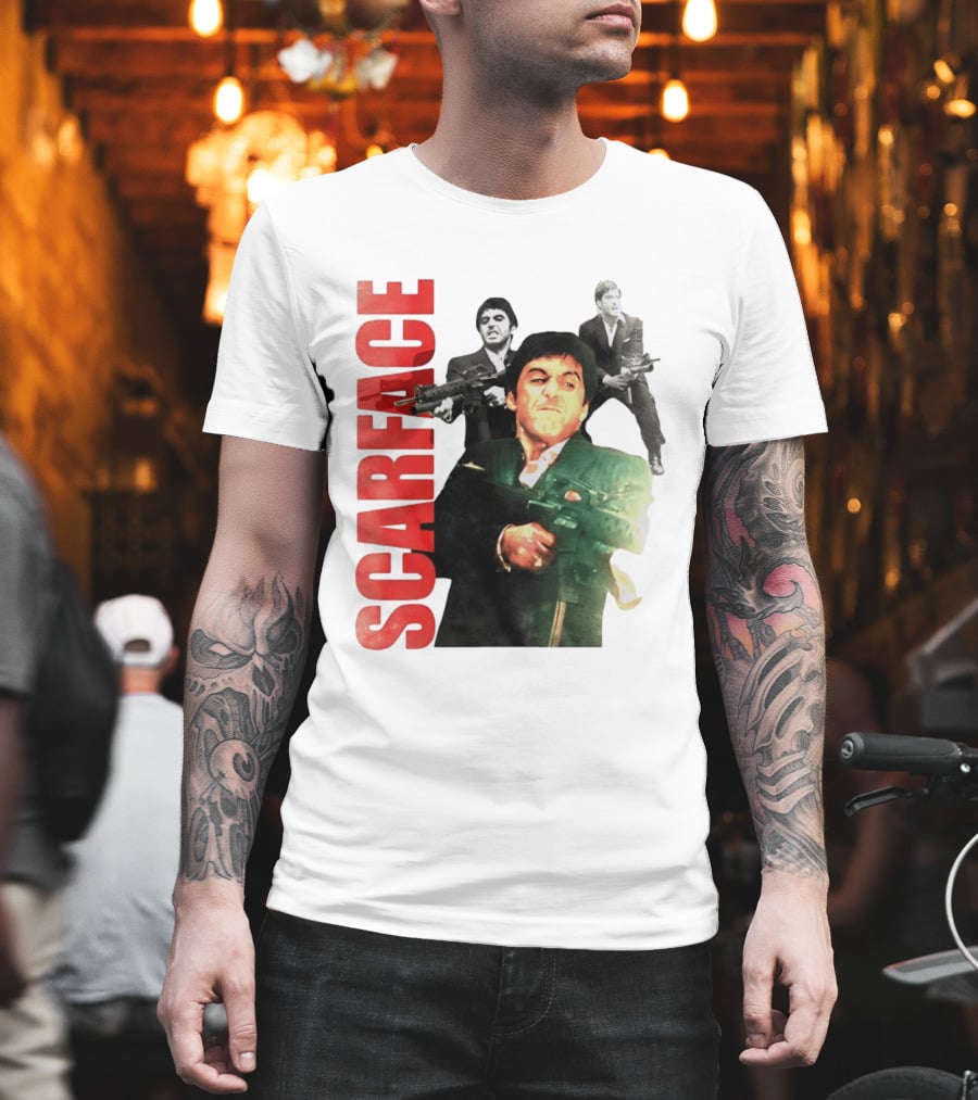 Scarface Tony Montana Al Pacino 1983 Miami Iconic Movie Moment T-Shirt