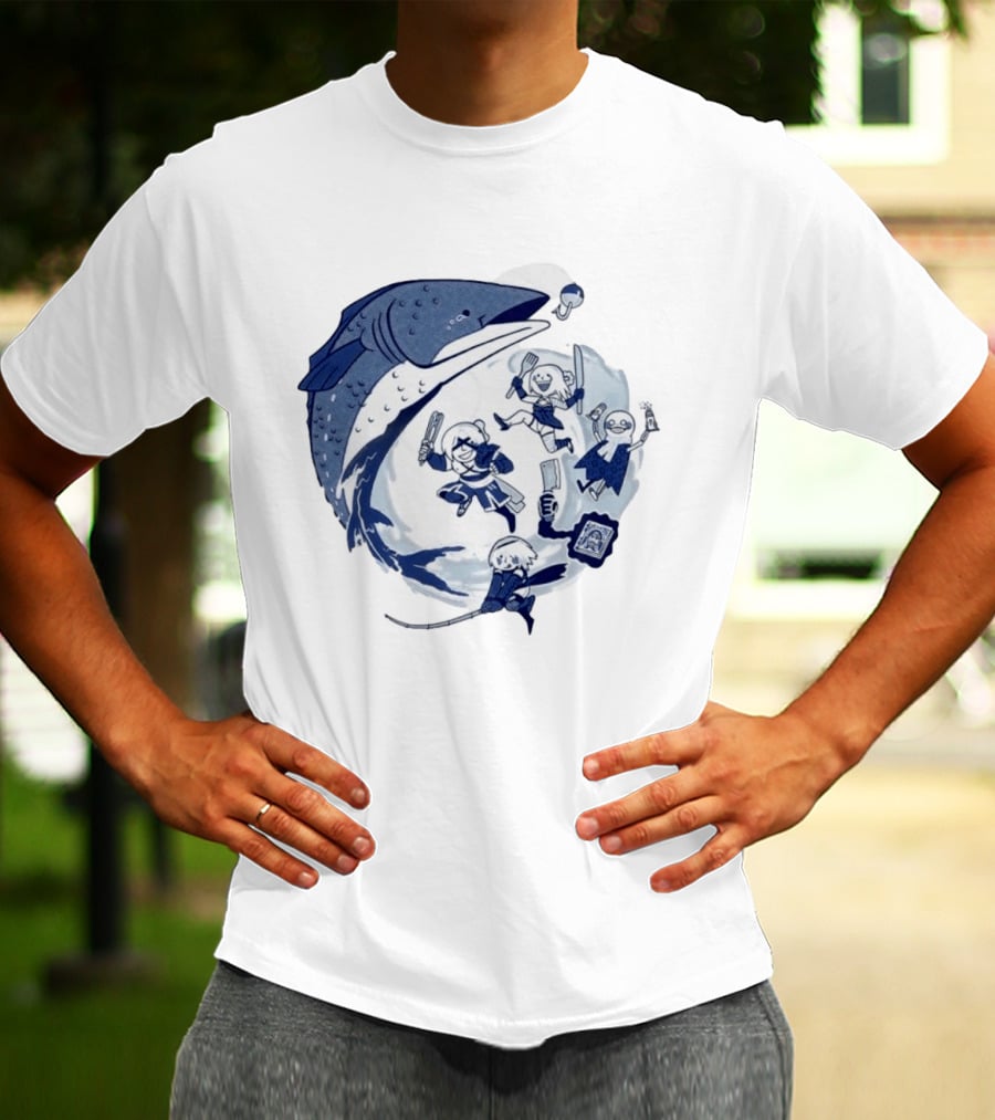 NieR Automata 2B Fishing Cooking Game Characters Wave T-Shirt