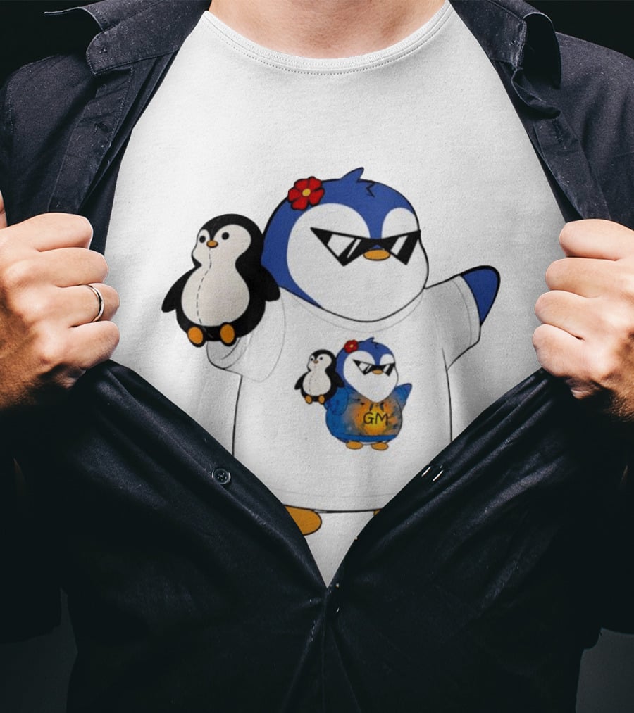 GM Penguin Sunglasses Flower Holding Plush Smaller GM Penguin T-Shirt