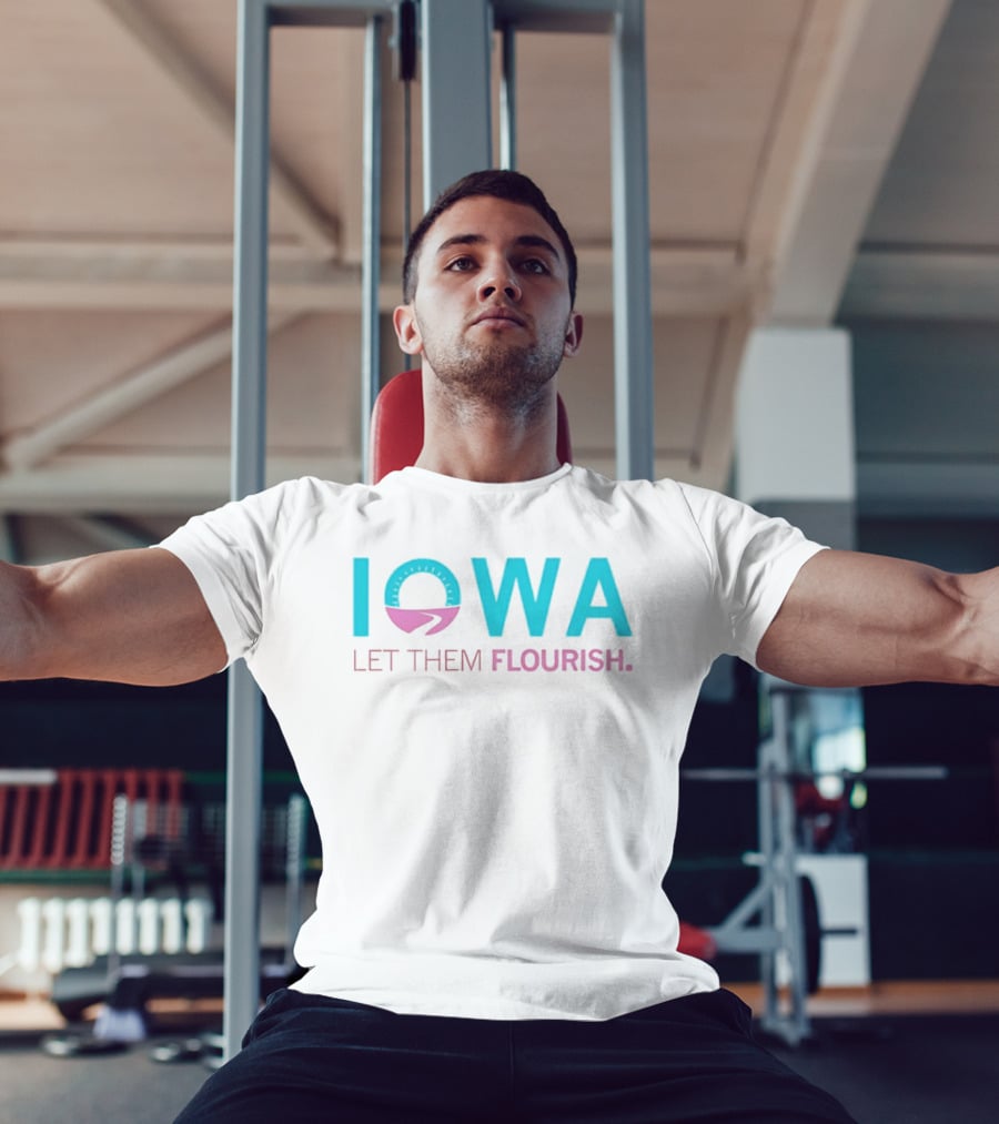 Iowa Let Them Flourish Pink Blue Circular Arrow T-Shirt