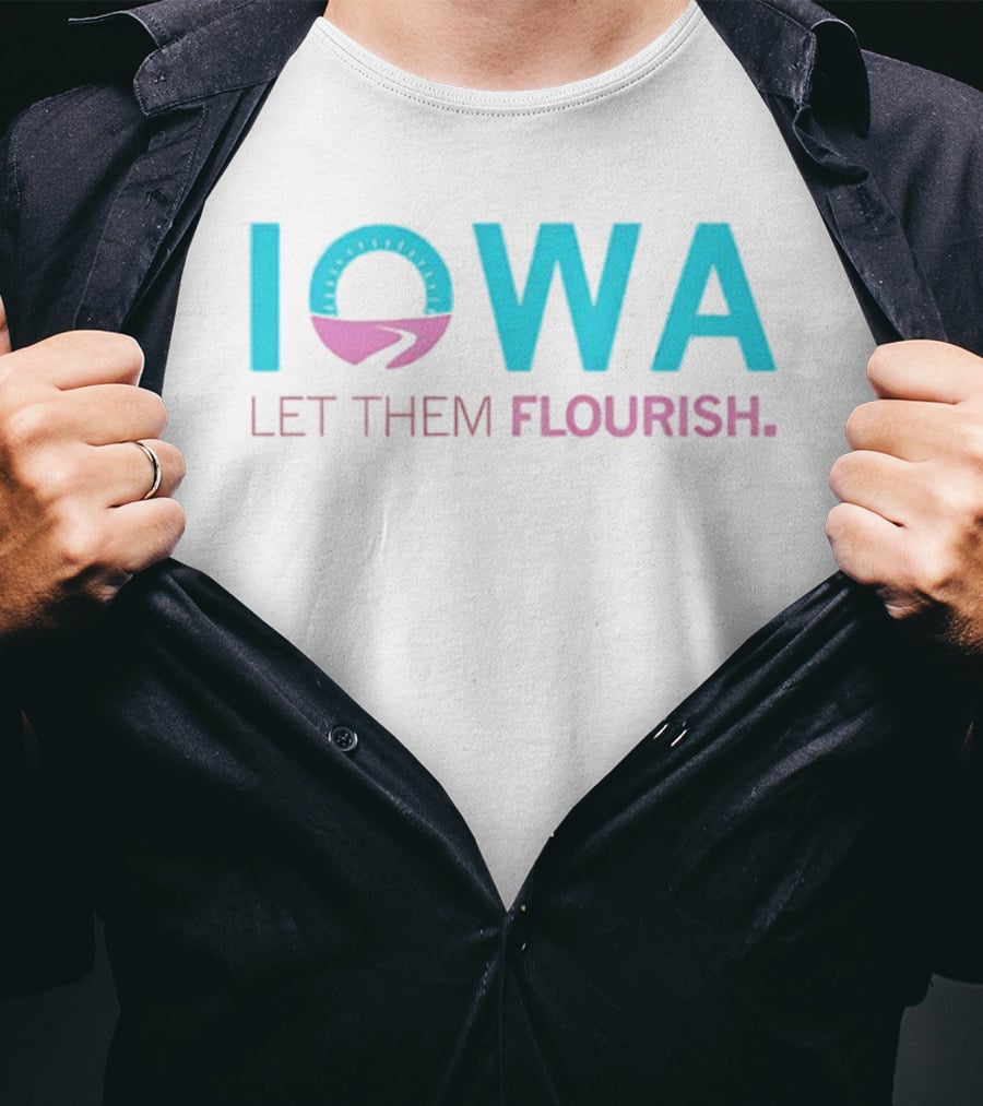 Iowa Let Them Flourish Pink Blue Circular Arrow T-Shirt