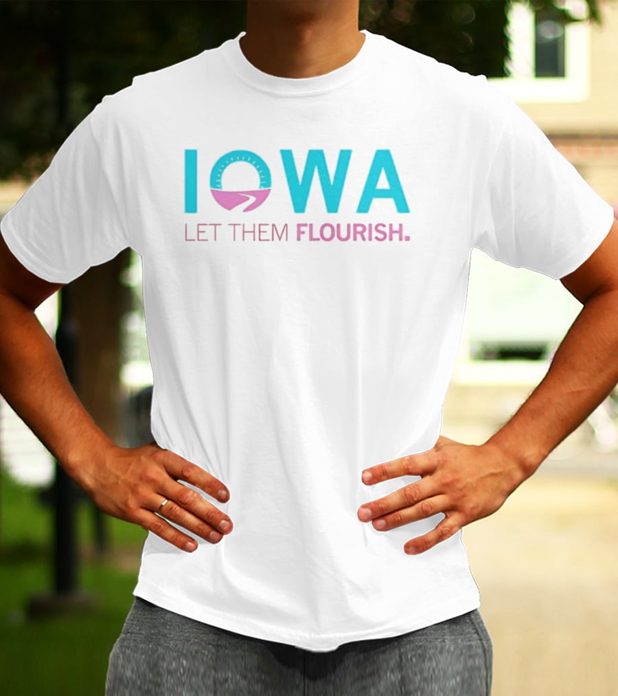 Iowa Let Them Flourish Pink Blue Circular Arrow T-Shirt