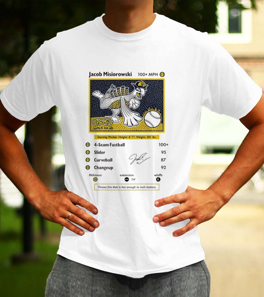 Jacob Misiorowski Milwaukee Brewers The Miz 100+ MPH Fastball Card T-Shirt