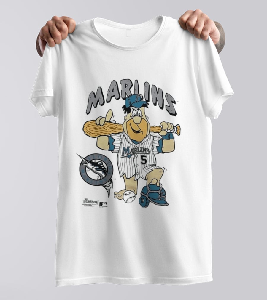 Miami Marlins Fred Flintstone Baseball 1994 T-Shirt