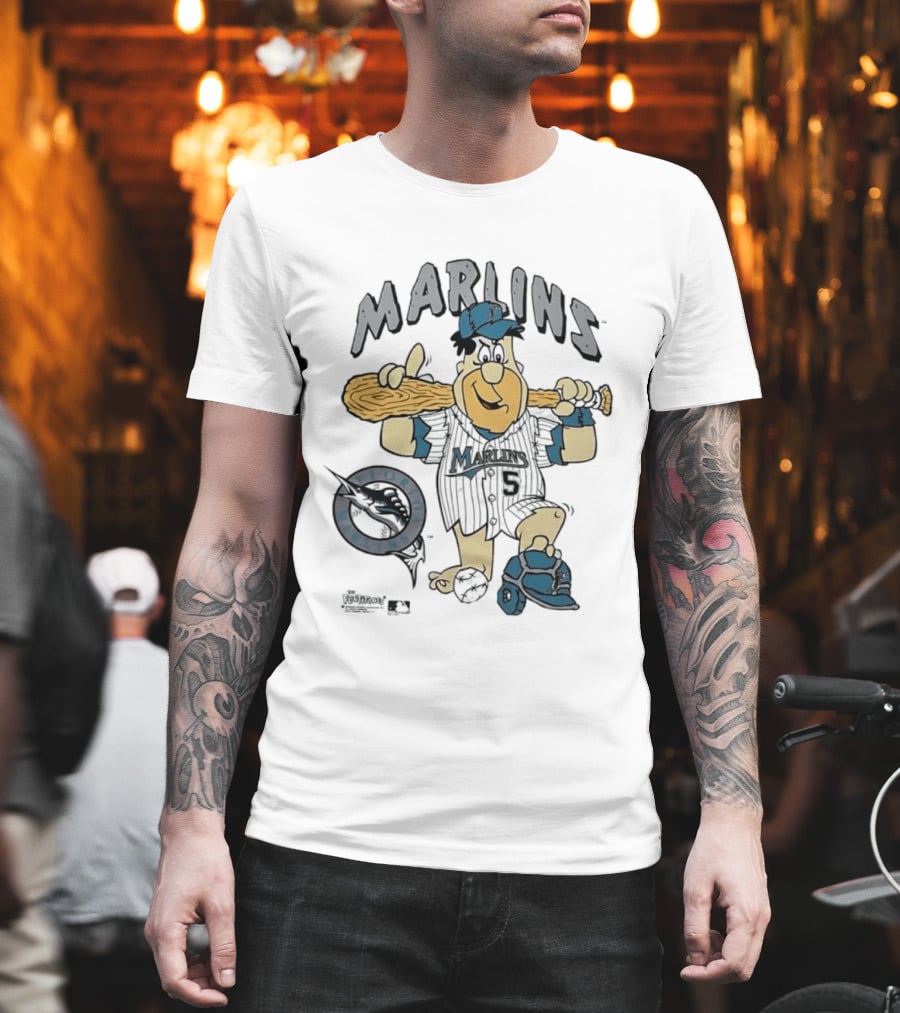 Miami Marlins Fred Flintstone Baseball 1994 T-Shirt