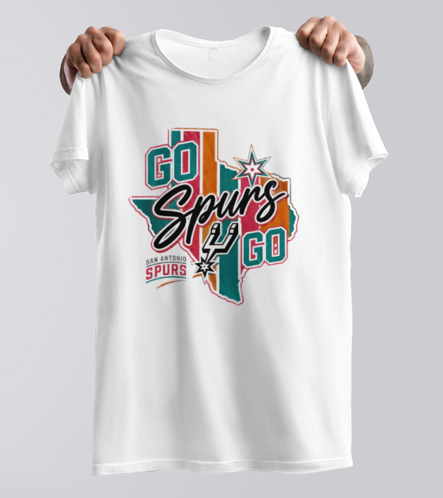 San Antonio Spurs Go Spurs Go Texas Outline NBA Team Spirit T-Shirt